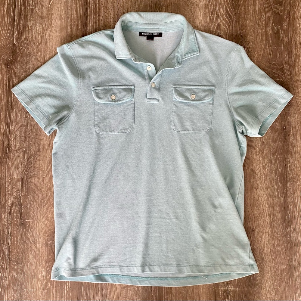 Michael Kors Mint Green Luxury Knit Polo Shirt